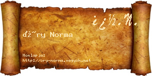 Őry Norma névjegykártya